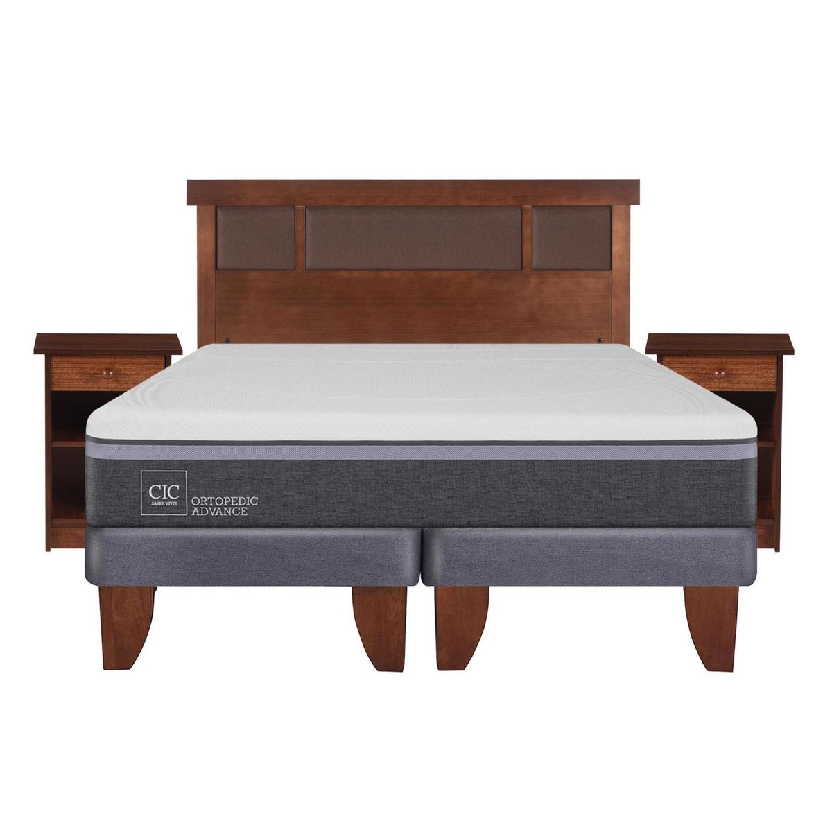 CIC - Cama europea ortopedic advance 2 plazas bd + muebles