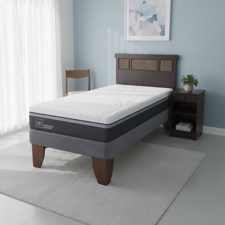CIC Cama Europea Ortopedic Advance 1.5 Plazas + Muebles