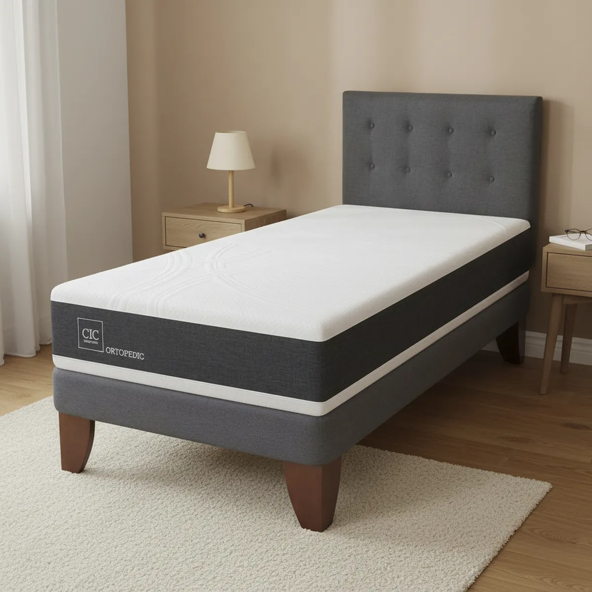 CIC - Cama Europea Ortopedic 1.5 Plazas + Respaldo