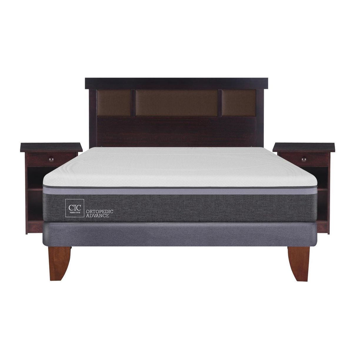 CIC - Cama europea ortopedic advance 2 plazas bn + muebles