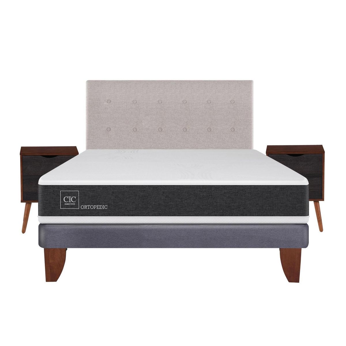 CIC - Cama europea ortopedic 2 plazas bn + muebles