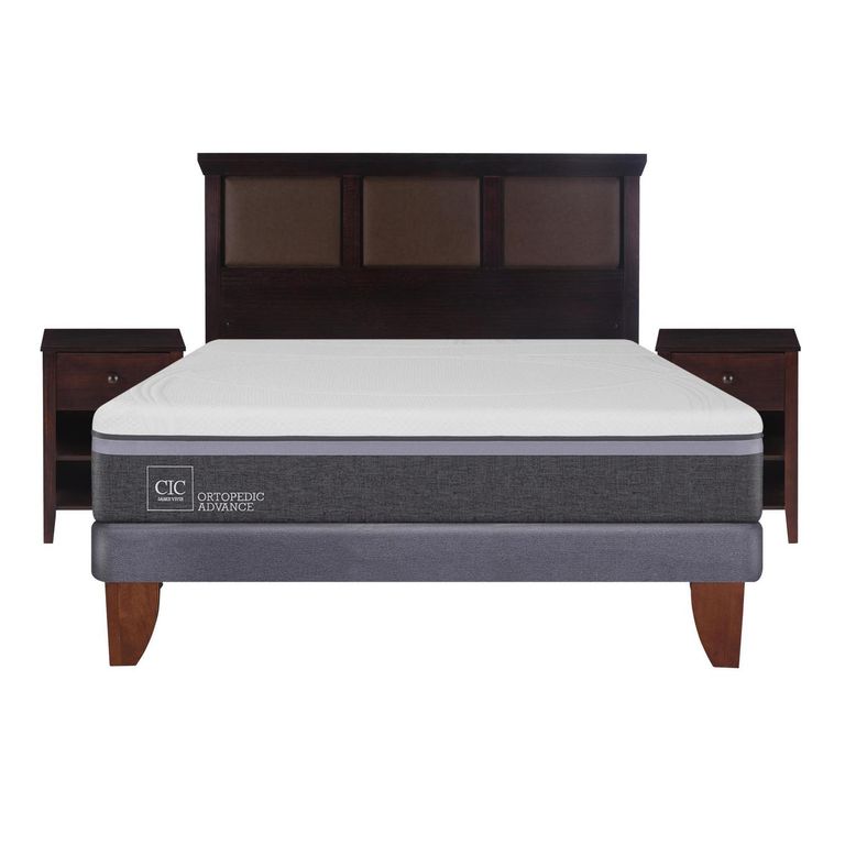 Cama Europea Ortopedic Advance 2 Plazas Bn + Muebles