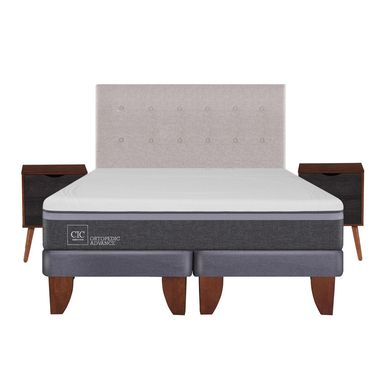 Cama europea ortopedic advance 2 plazas bd + muebles