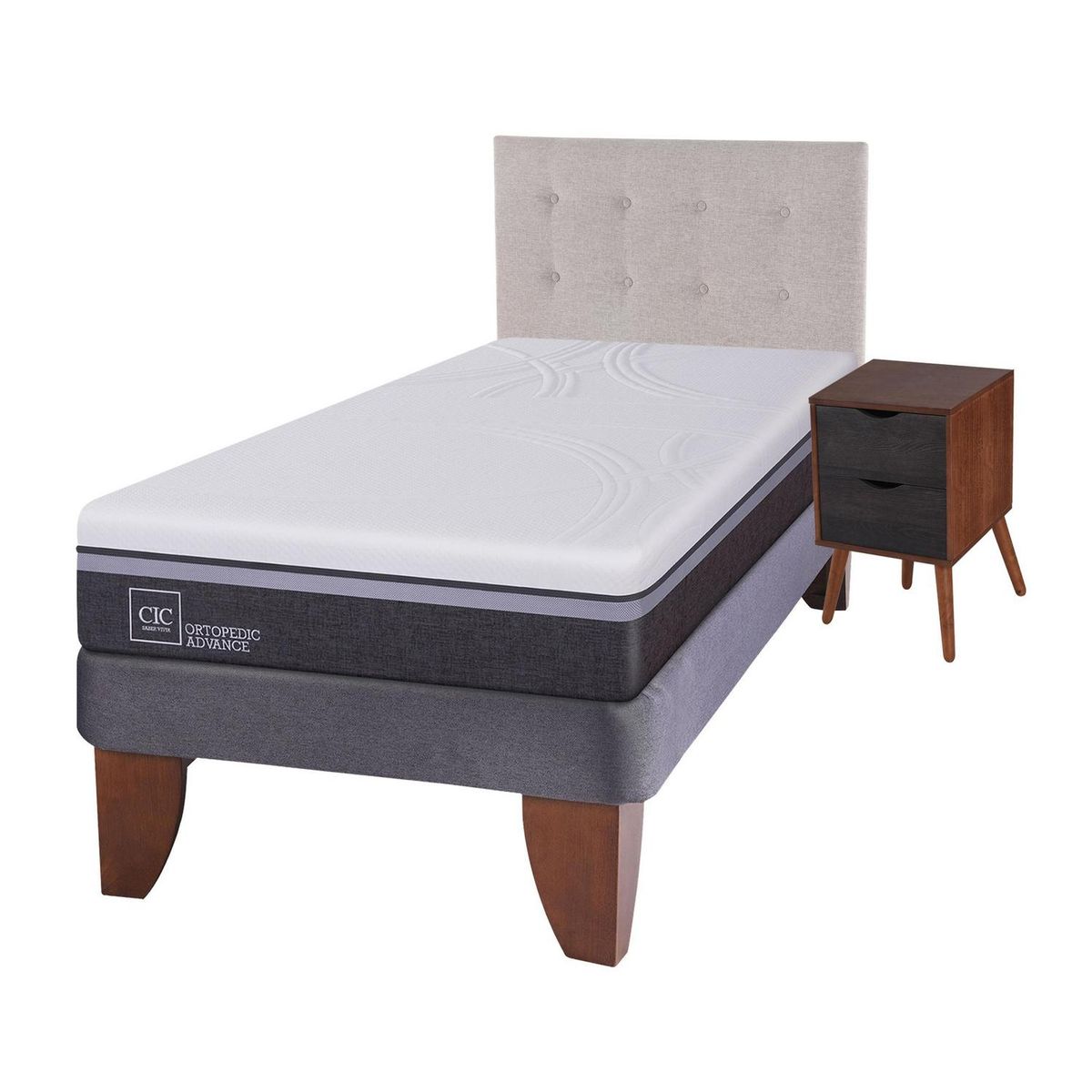 CIC - Cama europea ortopedic advance 1.5 plazas + muebles