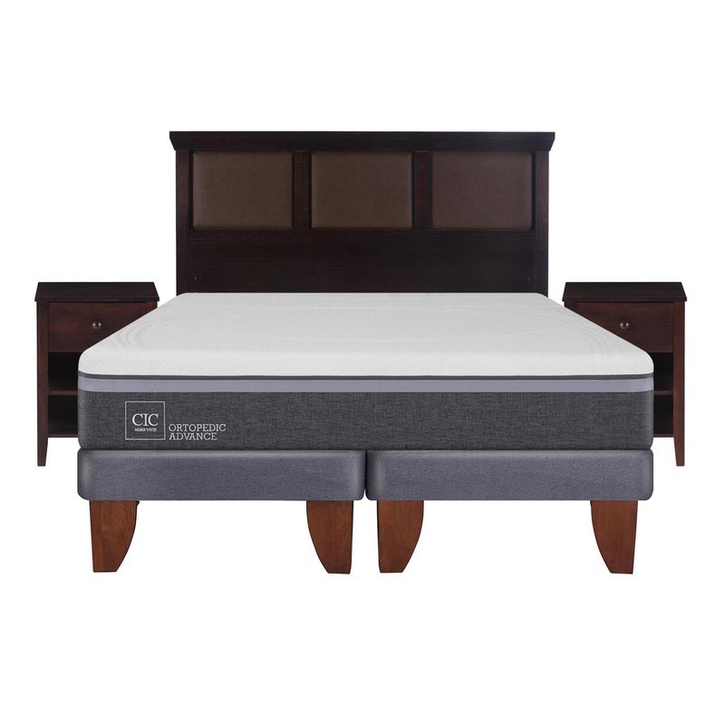 CIC - Cama europea ortopedic advance 2 plazas bd + muebles
