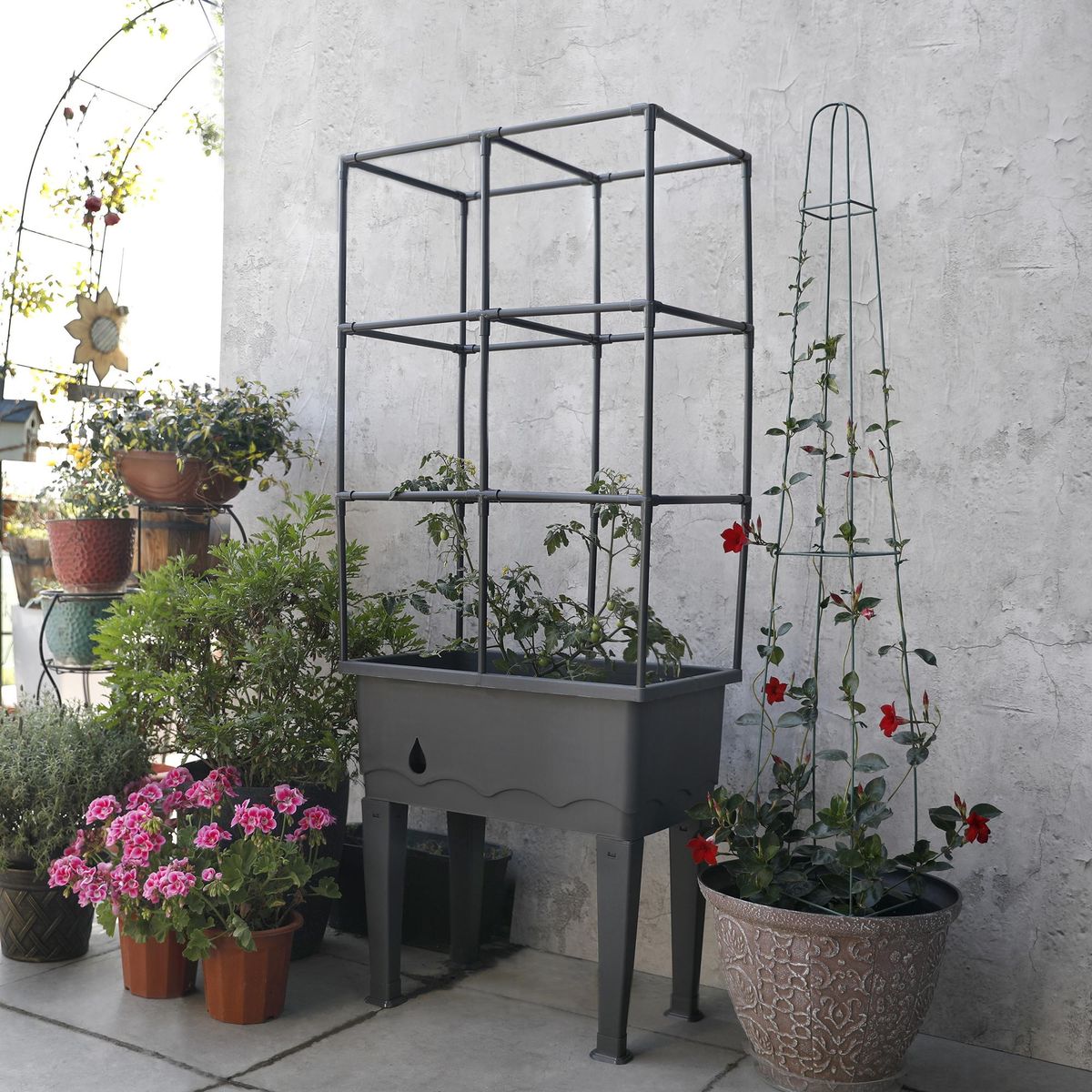 ERGO - Set Huerto Indoor con Soporte de Plástico 40x150 cm Gris