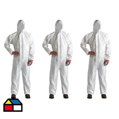 Pack 3 overoles desechables blanco XXL microporosos