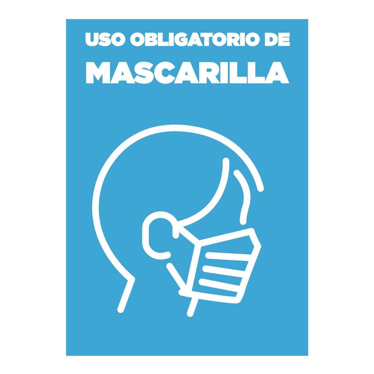 TOPSAFE - Pack 2 señaleticas uso de mascarillas 20x15 cm celeste