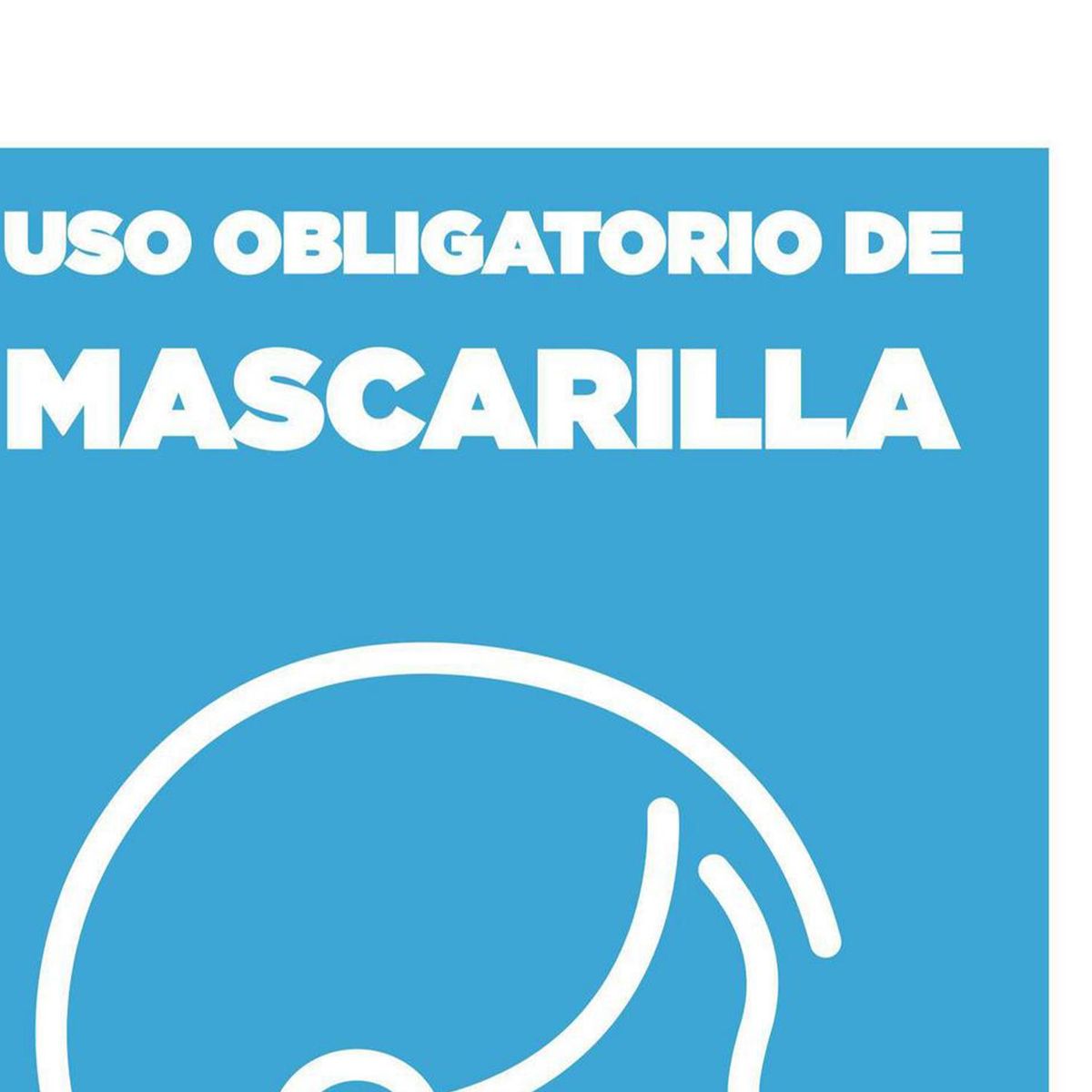 TOPSAFE - Pack 2 señaleticas uso de mascarillas 20x15 cm celeste