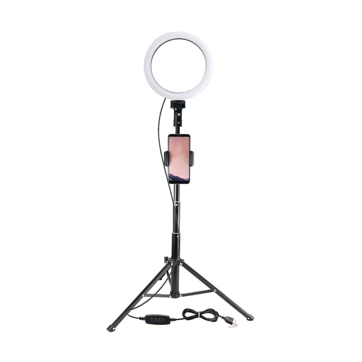 NJOY TECH - Kit aro luz led 10'' usb +trípode+soporte celular