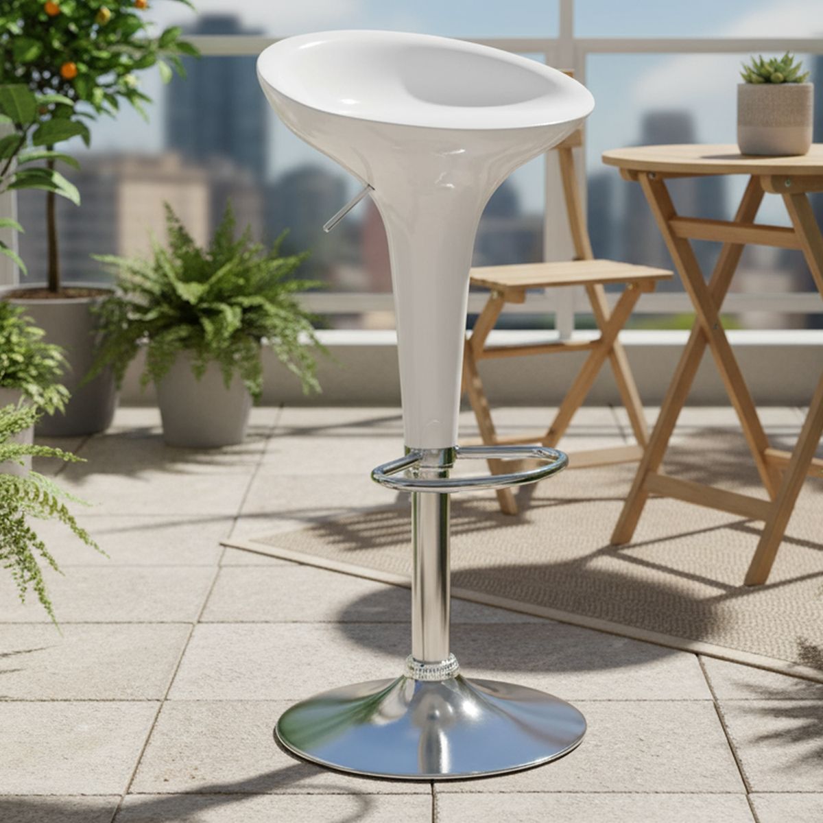 JUST HOME COLLECTION - Silla Bar Tulipa Blanco 87.5x43.5x41 cm
