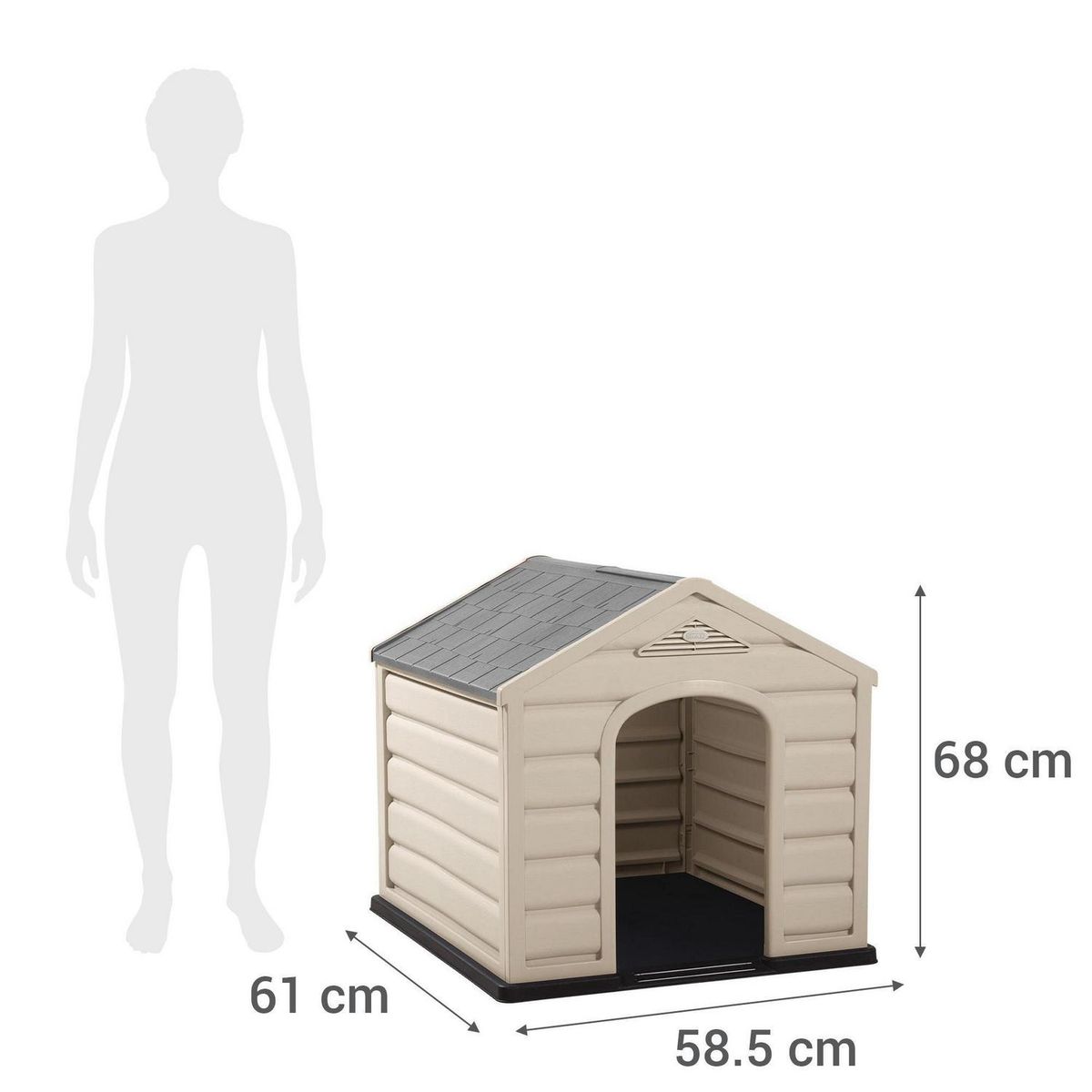 RIMAX - Casa para Perro 58.5x61x68 cm Gris