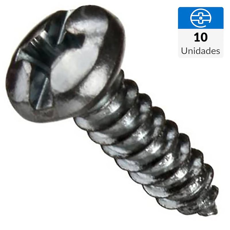FIXSER - Tornillo Roscalata Cabeza Phillips Metal 1/2 " 8 mm 10 Unidades