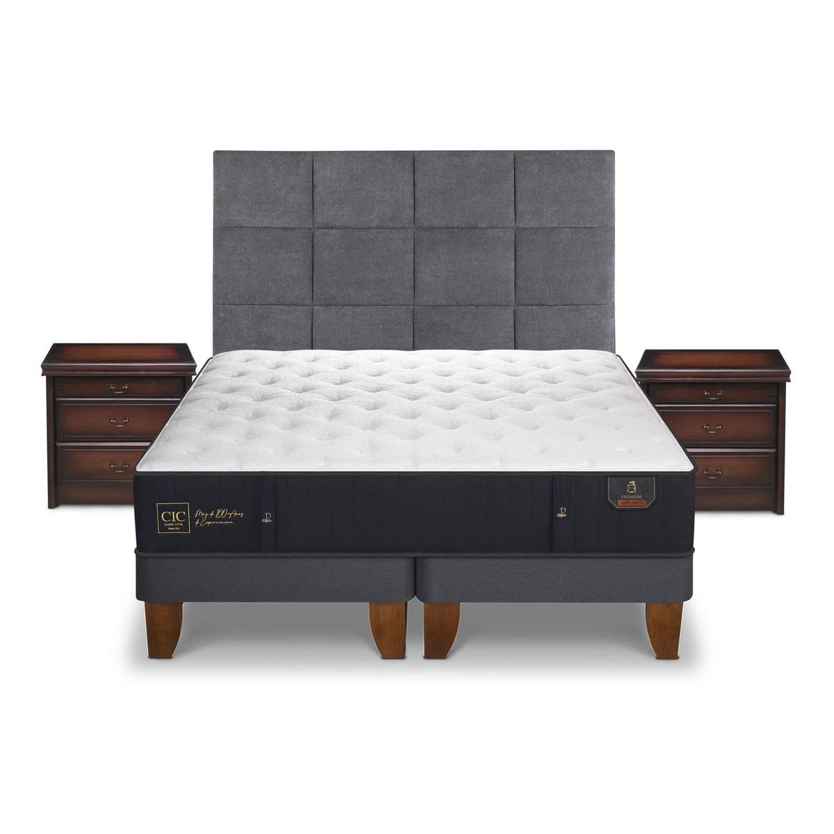 CIC - Cama Europea Premium 2 Plazas Bd + Muebles