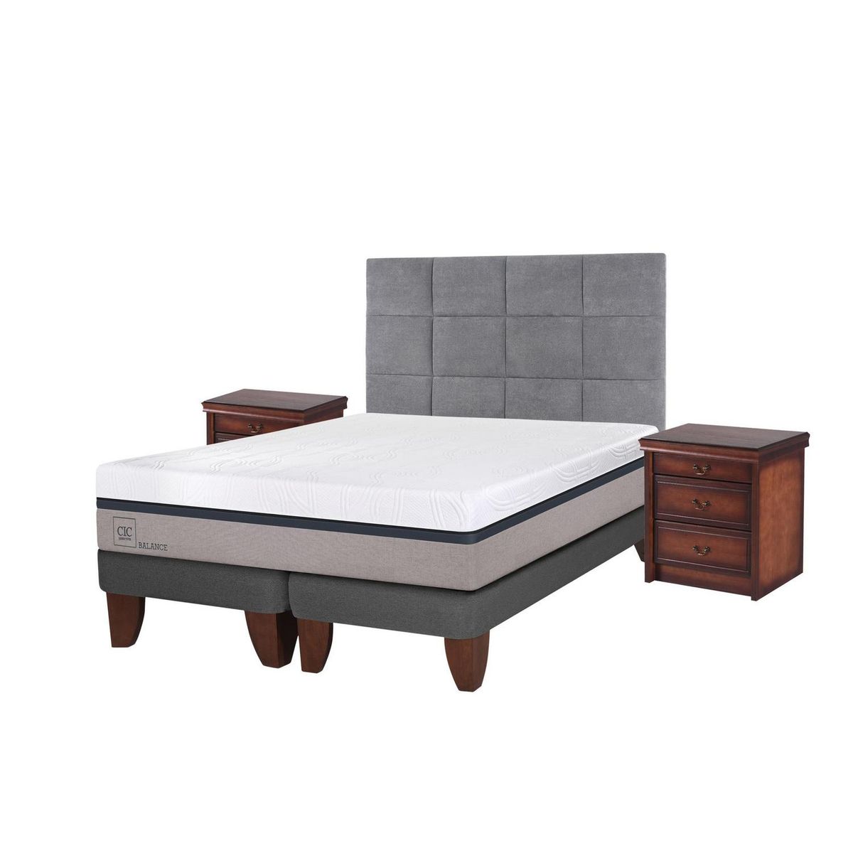 CIC - Cama Europea Balance 2 Plazas Bd + Muebles