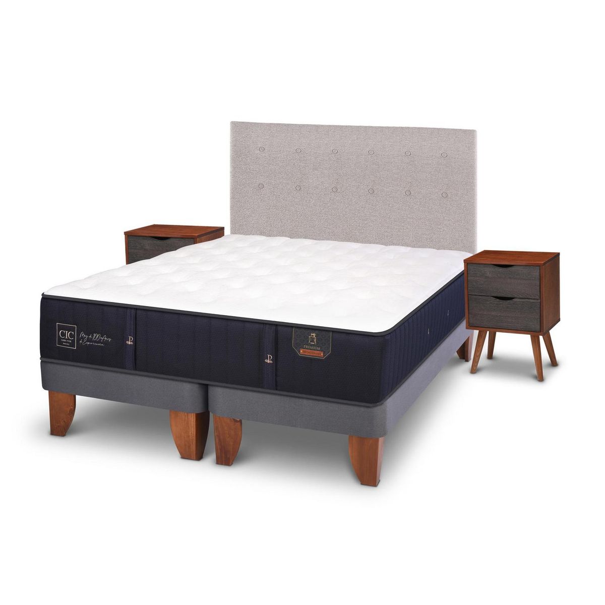 CIC - Cama europea premium 2 plazas bd + muebles