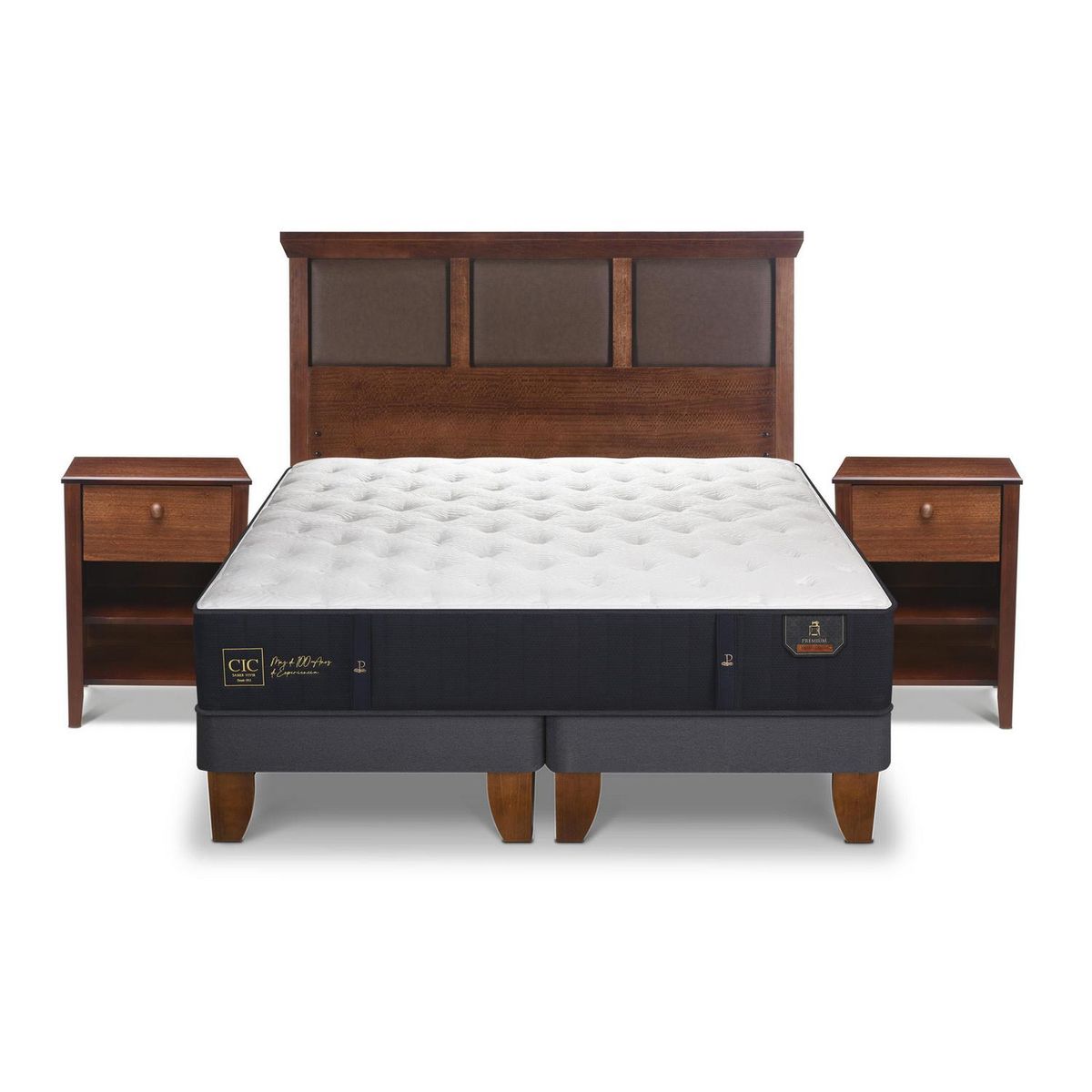 CIC - Cama europea premium 2 plazas bd + muebles