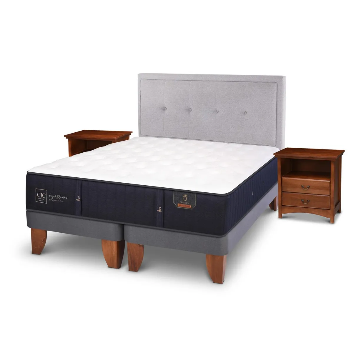 CIC - Cama Europea Premium 2 Plazas Bd + Muebles