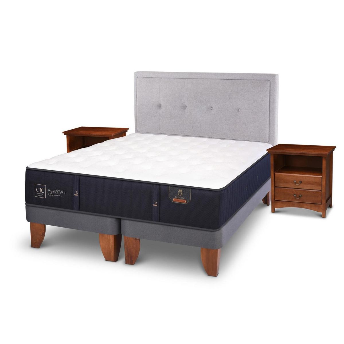 CIC - Cama Europea Premium 2 Plazas Bd + Muebles