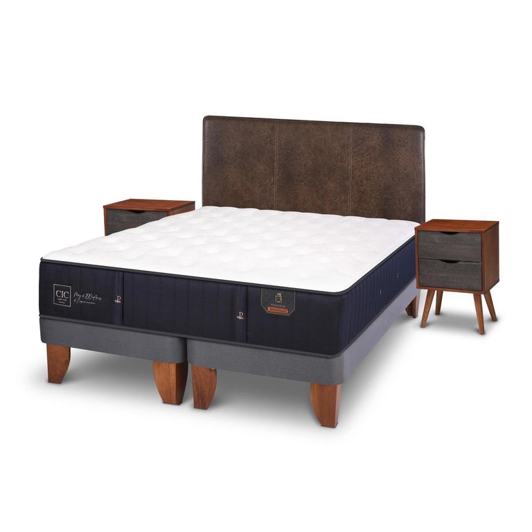 CIC Cama Europea Premium 2 Plazas Bd + Muebles