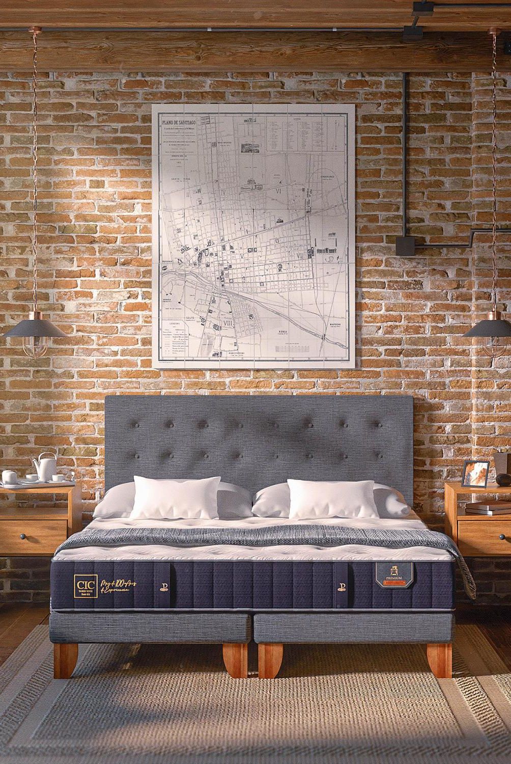 CIC - Cama europea premium 2 plazas bd + respaldo