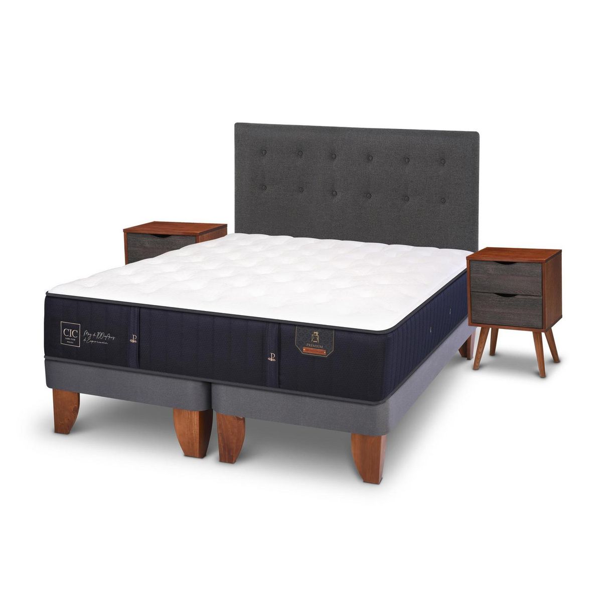 CIC - Cama europea premium 2 plazas bd + muebles