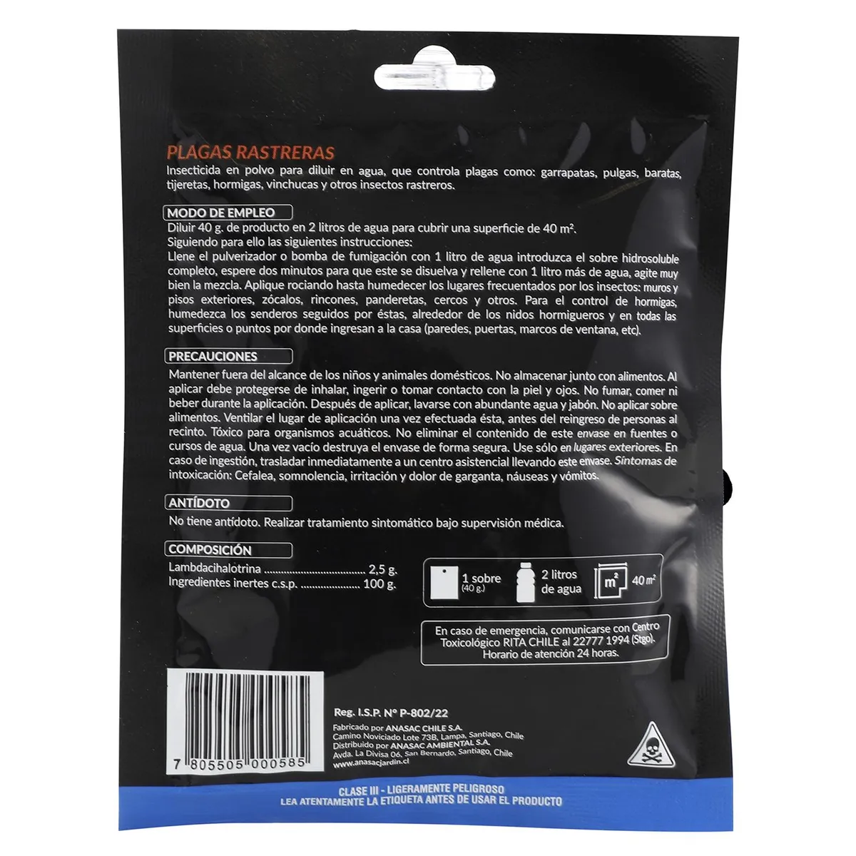 ANASAC - Insecticida en polvo para Plagas Rastreras 40 gr