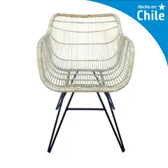 DECO MIMBRE - Sitial Butaca mimbre 85x60x40 cm Blanco