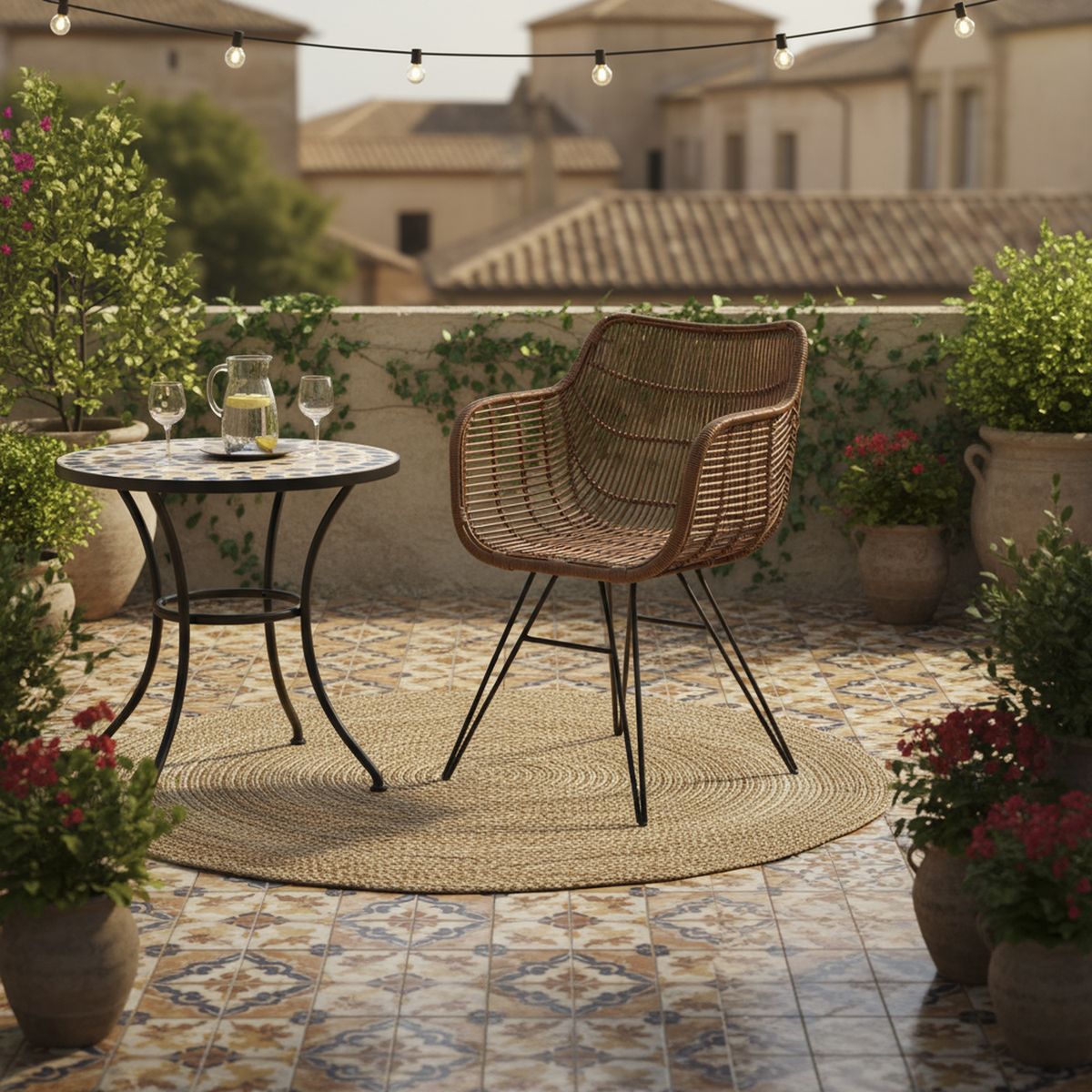 DECO MIMBRE - Sitial Butaca mimbre 85x60x40 cm café