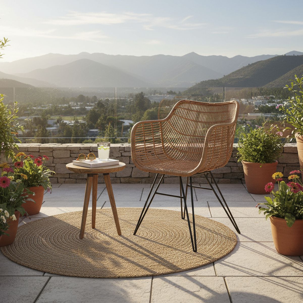 DECO MIMBRE - Sitial Butaca mimbre 85x60x40 cm Natural