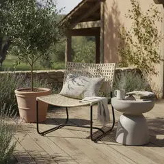 DECO MIMBRE - Sillón para Terraza Fibra Natural Blanco 80x70x45 cm