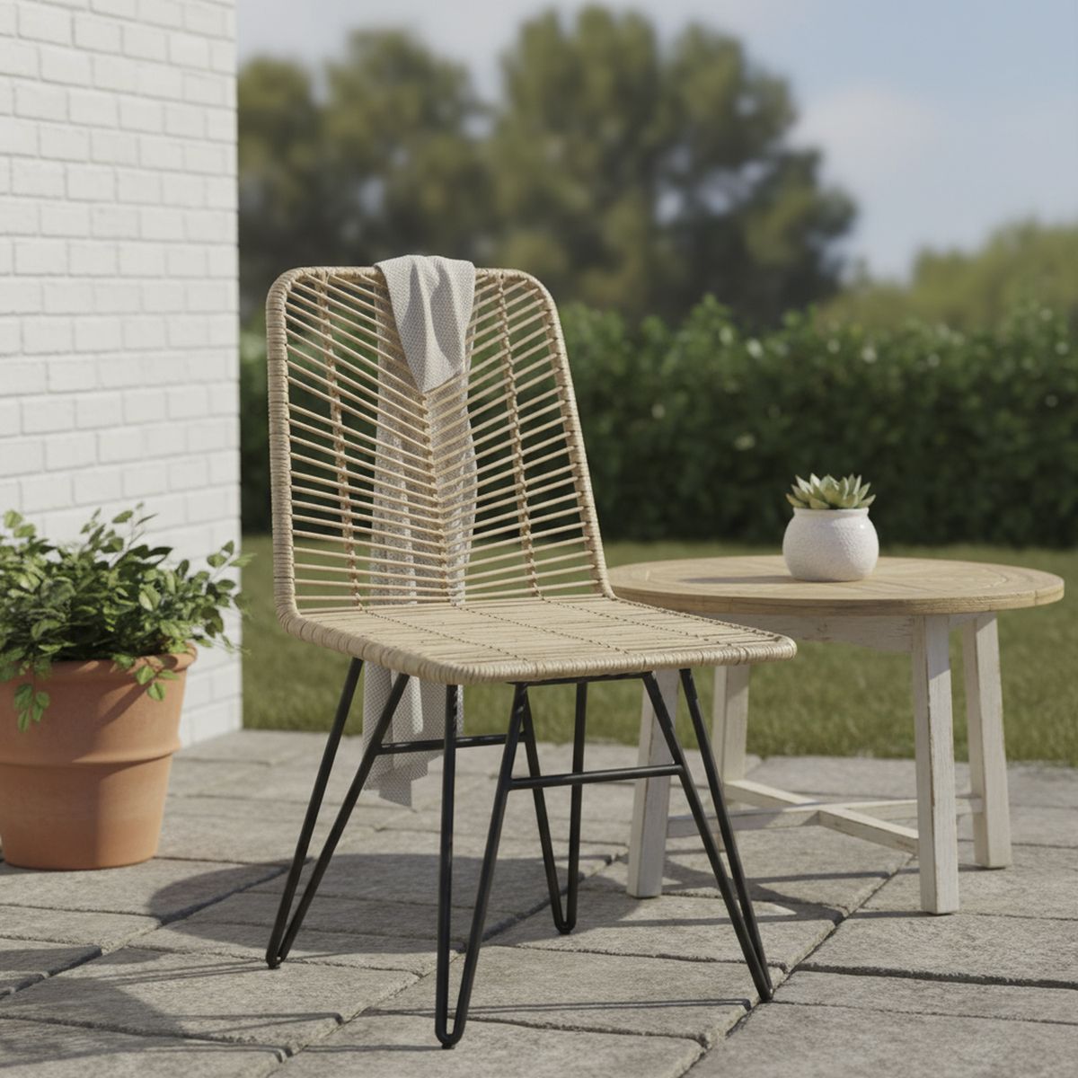 DECO MIMBRE - Silla Emilia Mimbre 80x45x40 cm Blanca