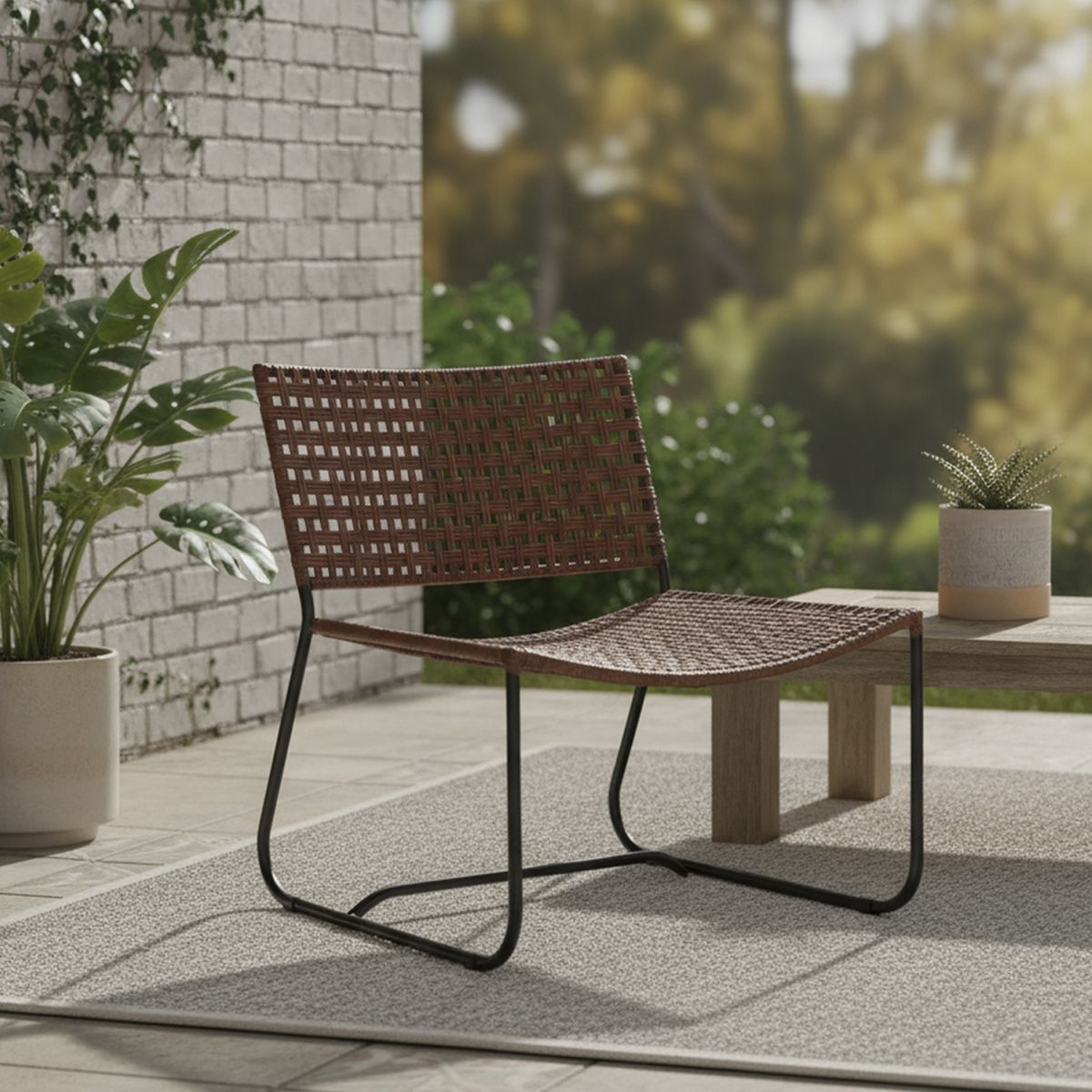 DECO MIMBRE - Sillón para Terraza Fibra Natural Café 80x70x45 cm