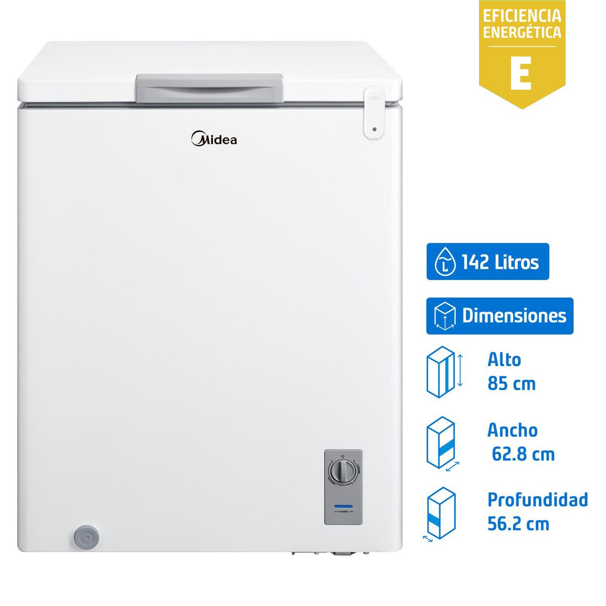 MIDEA - Freezer Horizontal 142 Litros Blanco MFH-1430B186C