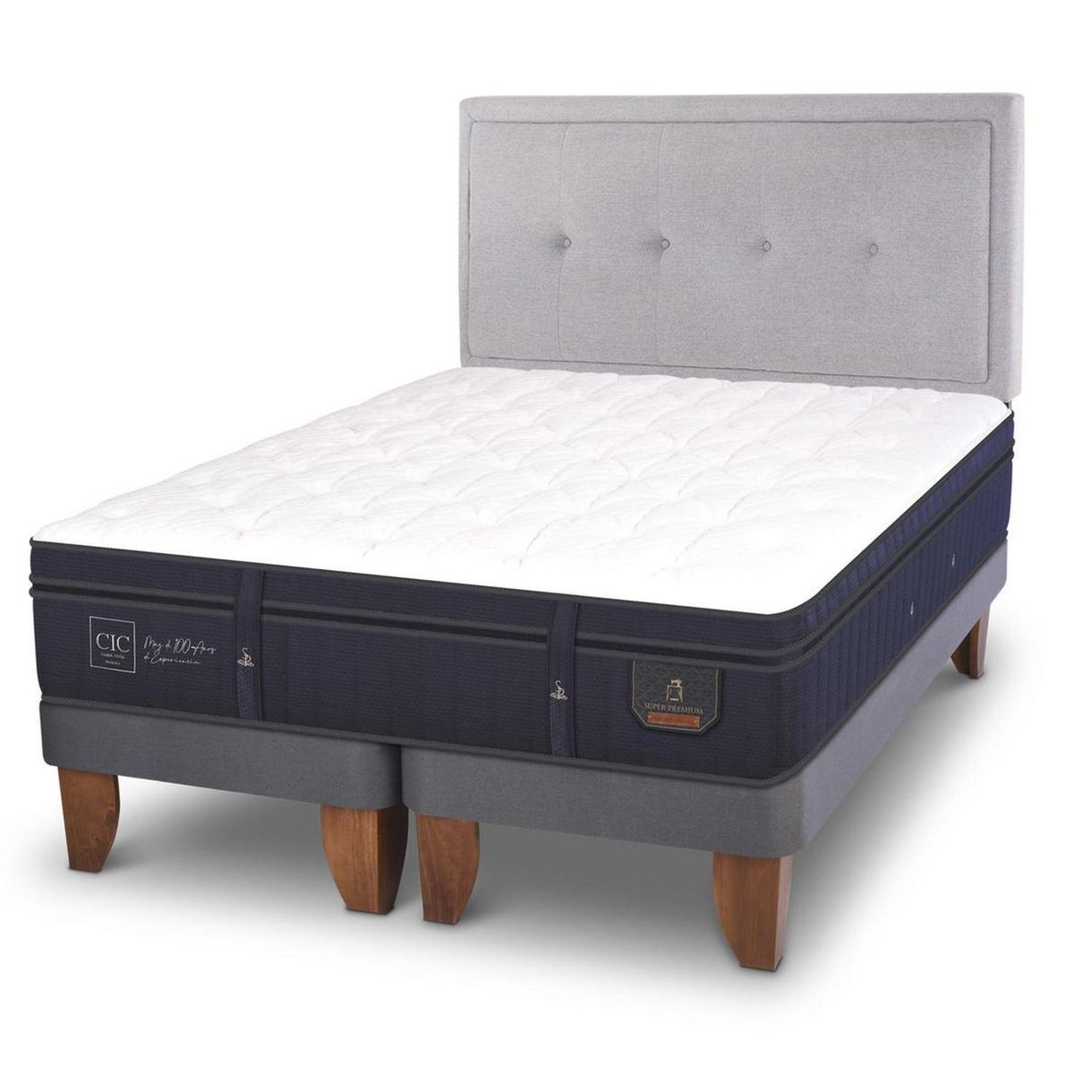 CIC - Cama Europea Super Premium 2 Plazas Bd + Respaldo