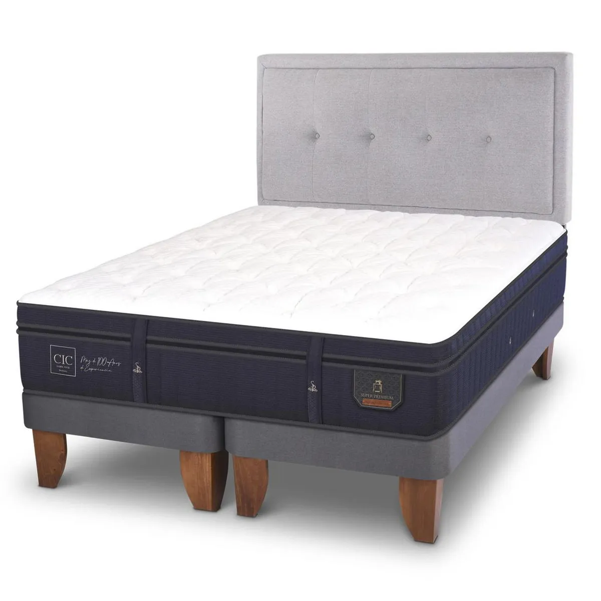 CIC - Cama Europea Super Premium 2 Plazas Bd + Respaldo