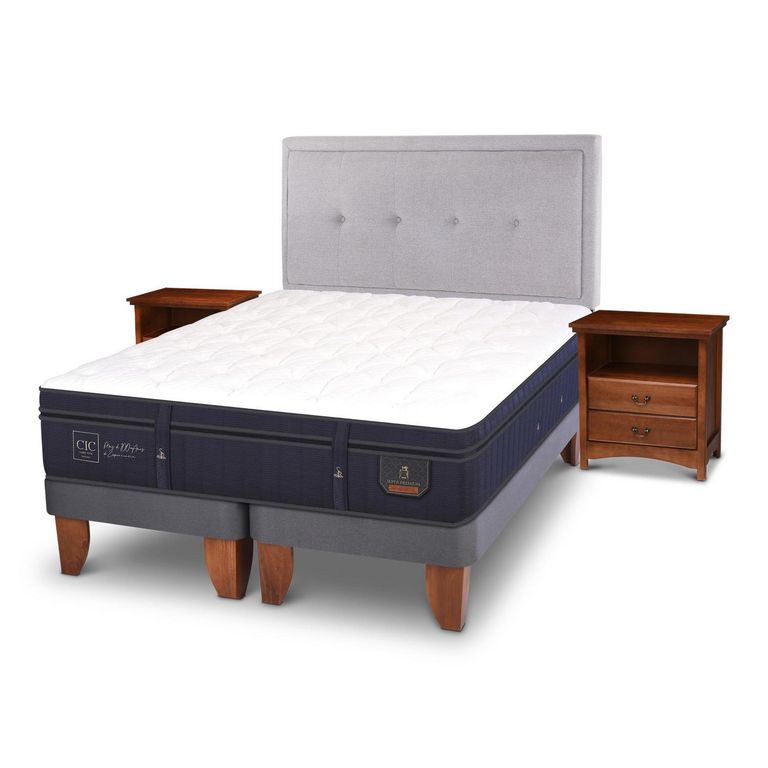 Cama Europea Super Premium 2 Plazas Bd + Muebles
