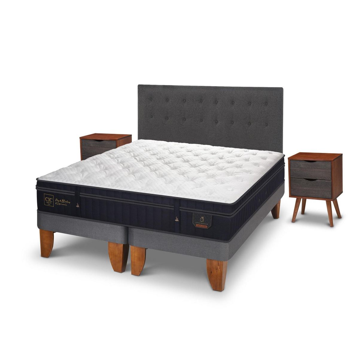 CIC - Cama europea super premium king + muebles