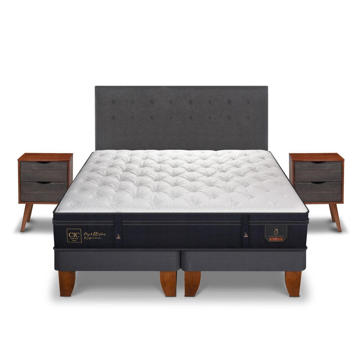 CIC - Cama europea super premium king + muebles