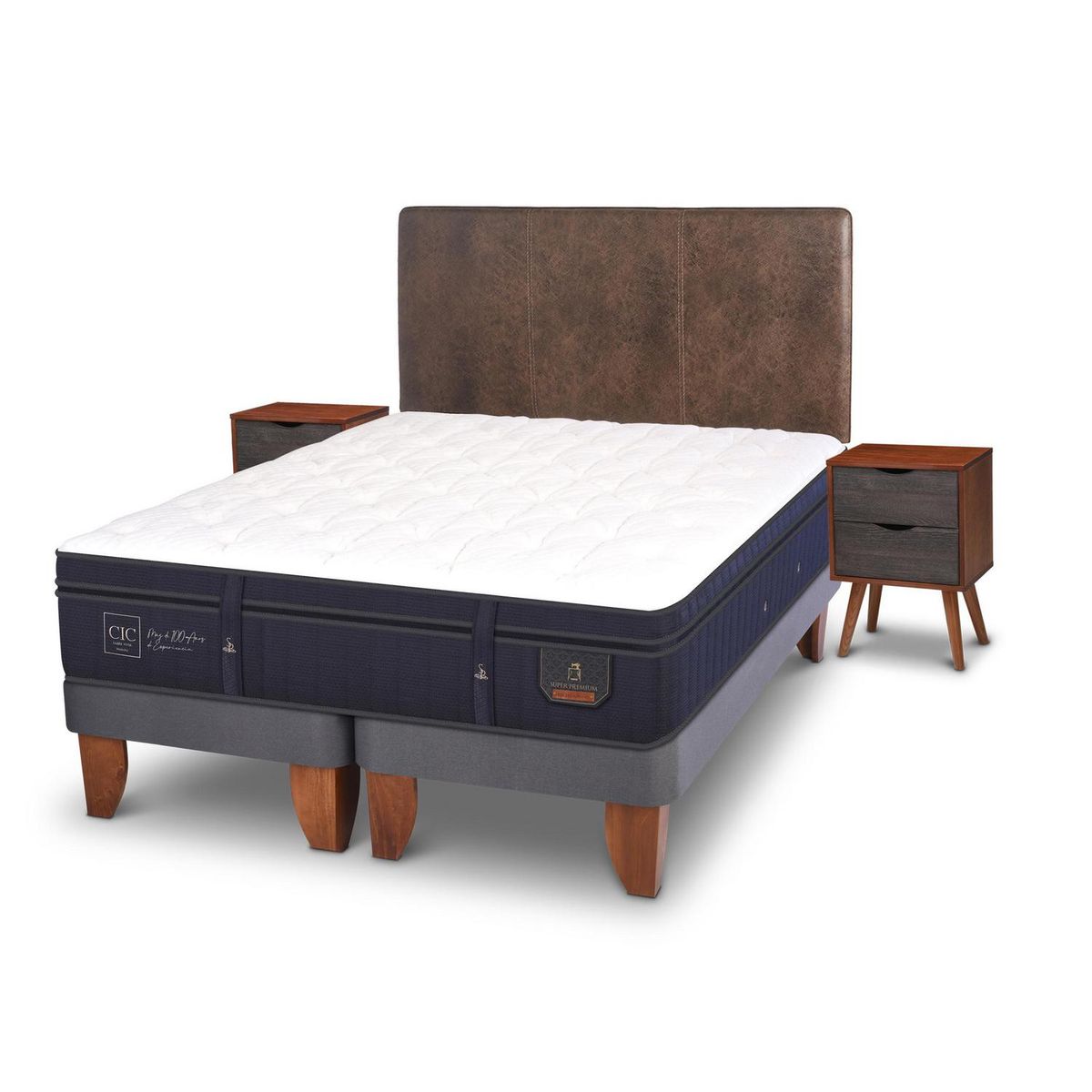 CIC - Cama europea super premium 2 plazas bd + muebles