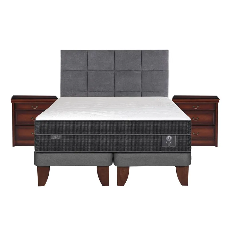 Cama Europea Lux Super King Base Baja + Muebles