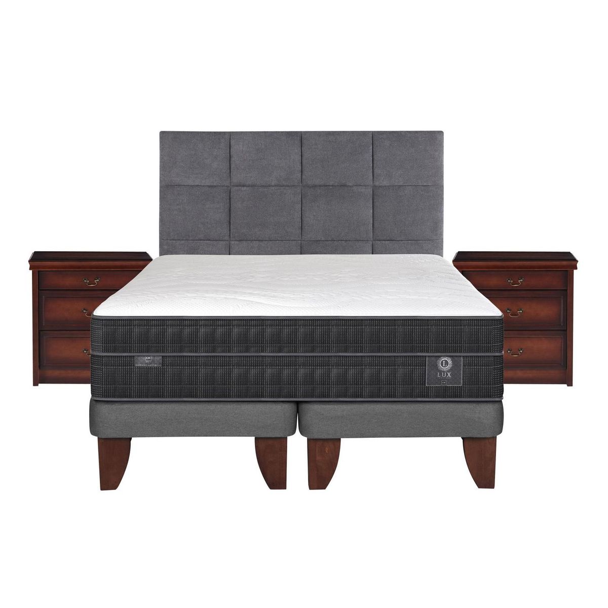 CIC - Cama europea lux super king base baja + muebles