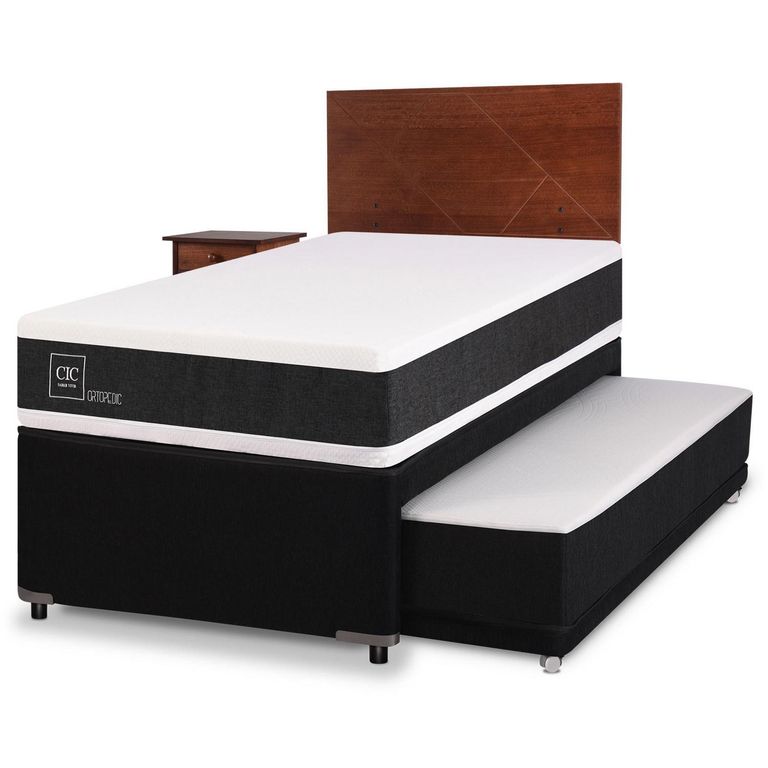 Cama Nido Ortopedic Black 1.5 Plazas + Muebles