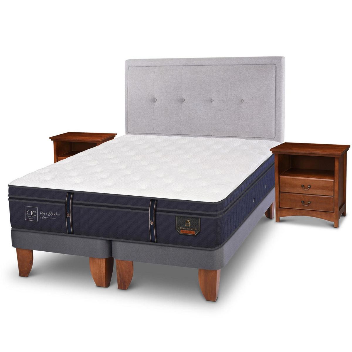 CIC - Cama Europea Grand Premium 2 Plazas Bd + Muebles