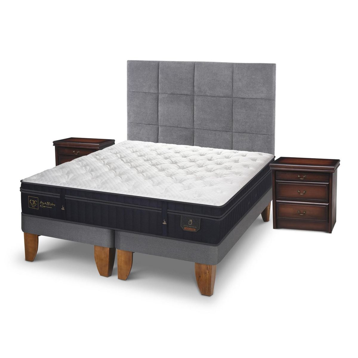CIC - Cama europea super premium 2 plazas bd + muebles