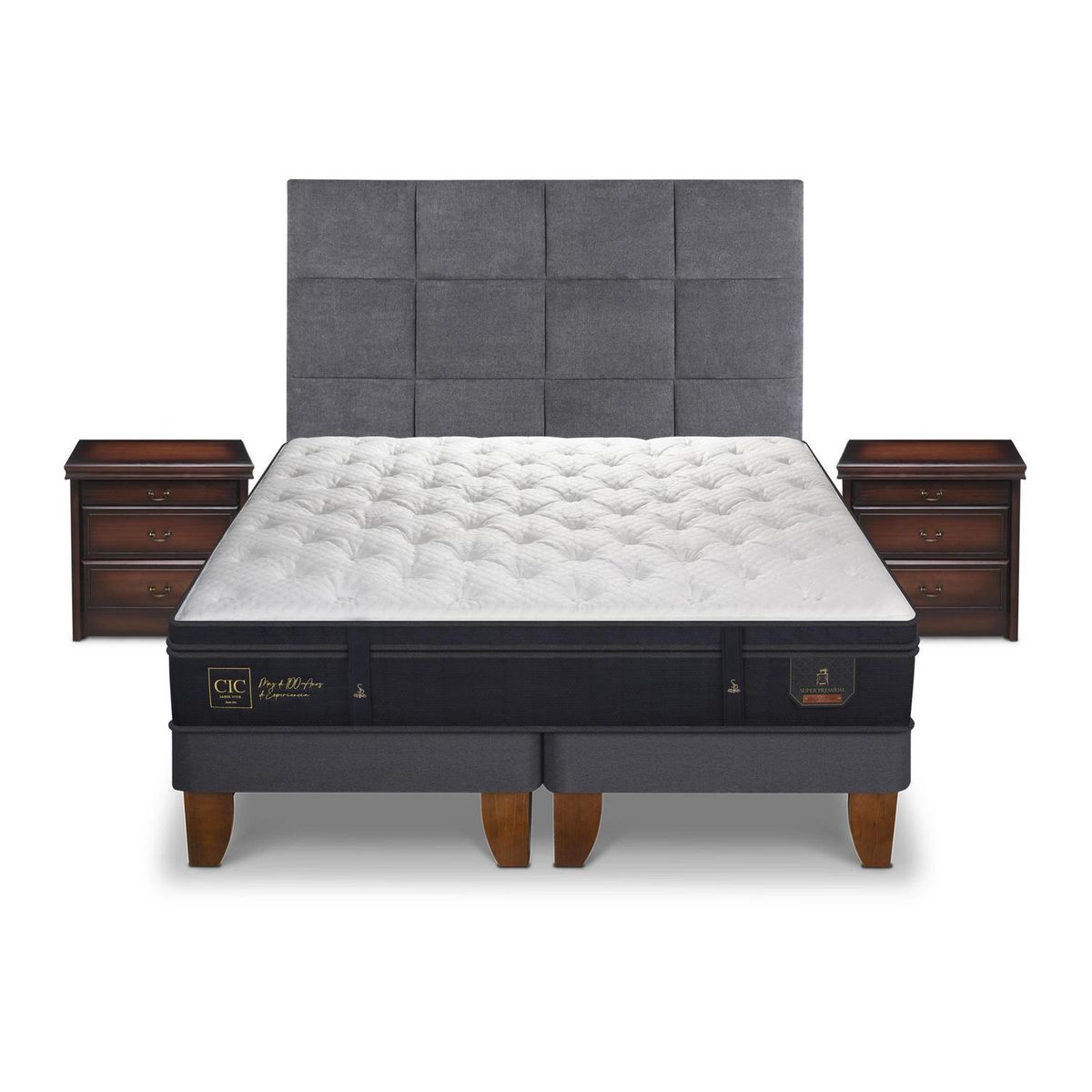 CIC - Cama europea super premium 2 plazas bd + muebles