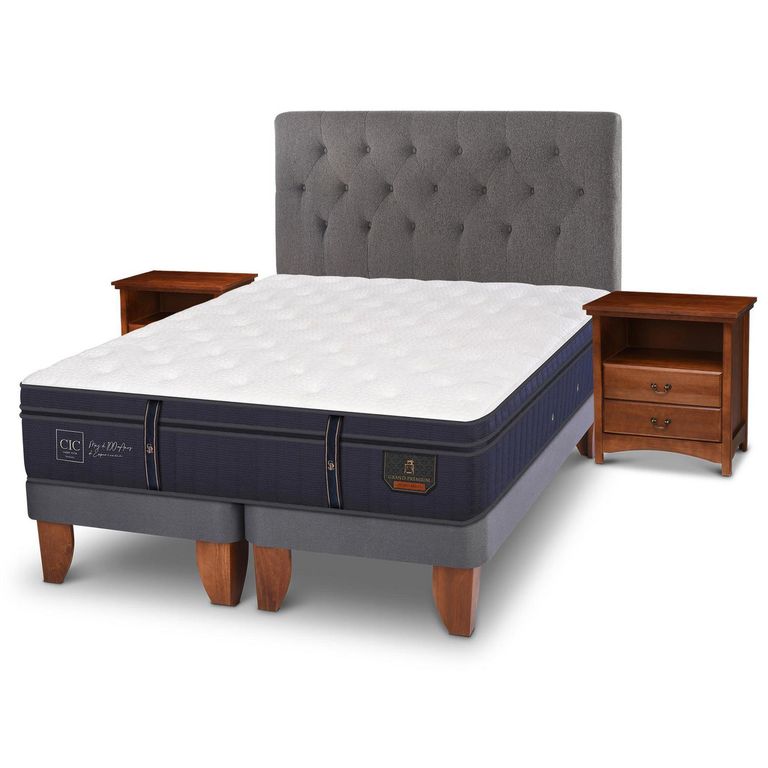 Cama Europea Grand Premium 2 Plazas Bd + Muebles