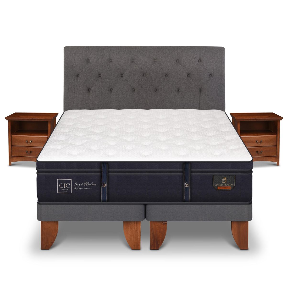 CIC - Cama europea grand premium 2 plazas bd + muebles