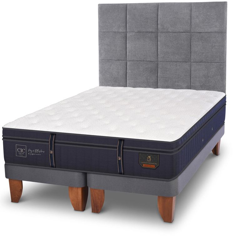 Cama Europea Grand Premium 2 Plazas Bd + Respaldo