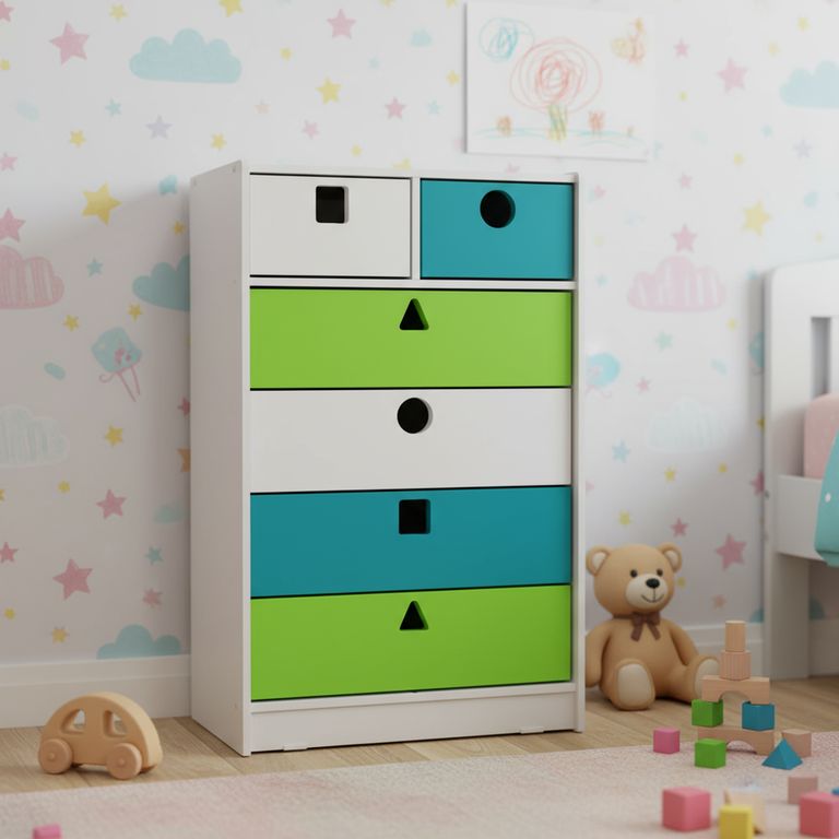 Cajonera 6 Cajón(es) Geometrico 70x115x40 cm Multicolor